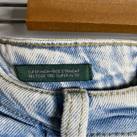 Wild Fable Women’s Light Blue Distressed Super High Rise Straight Leg Jeans - Picture 6 of 9